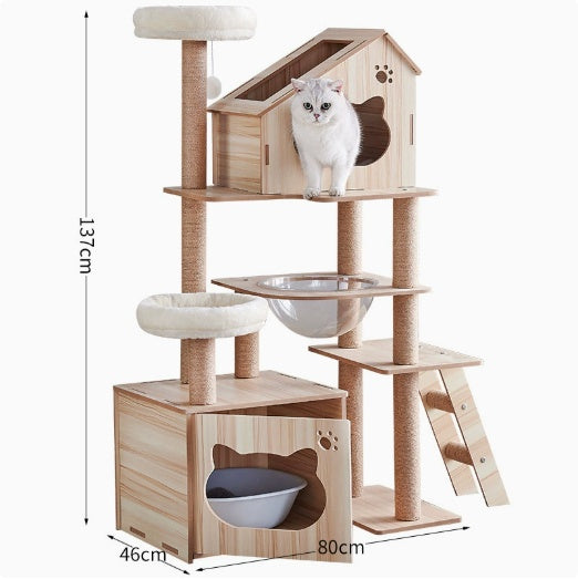 Wood-Based Particleboard Pet House Design with Built-In Cat