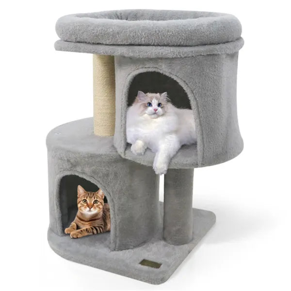 26" Compact Cat Tree with 2 Condos &