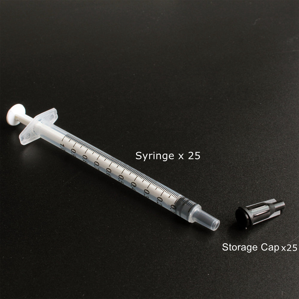 25Pcs Luer Slip Tip 1Ml Syringes with Caps