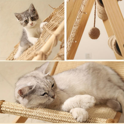 Wooden Cat Tree with 2 Scratching Posts