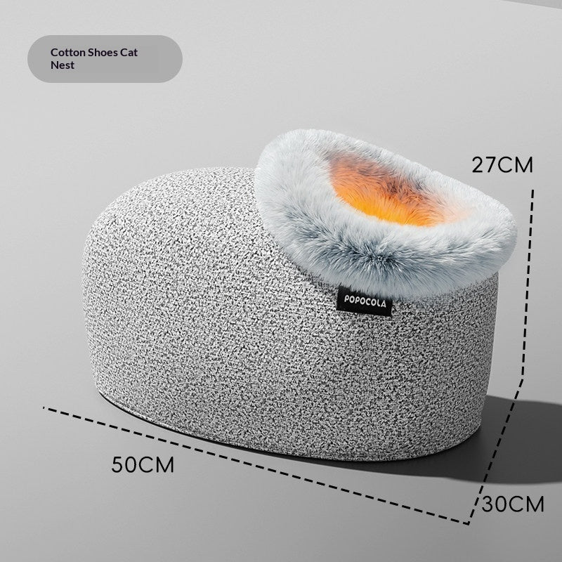 Winter Thickened Enclosed Cat Bed