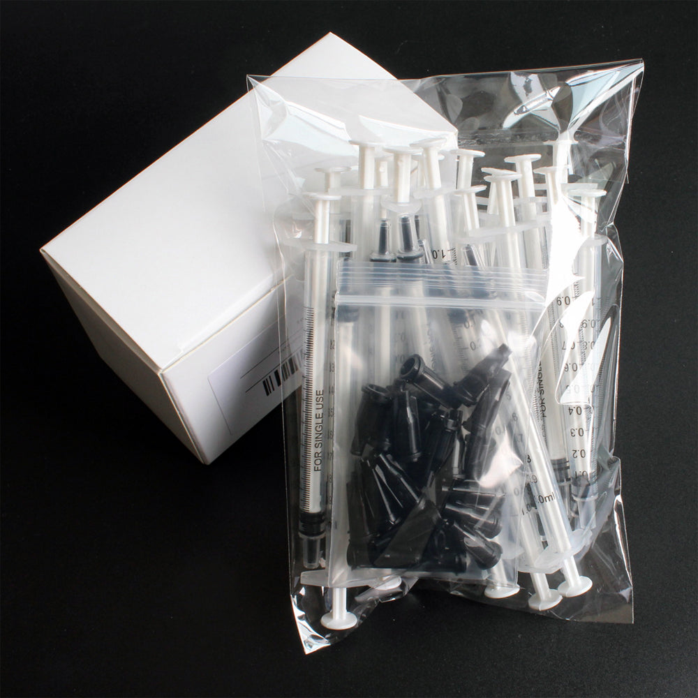 25Pcs Luer Slip Tip 1Ml Syringes with Caps