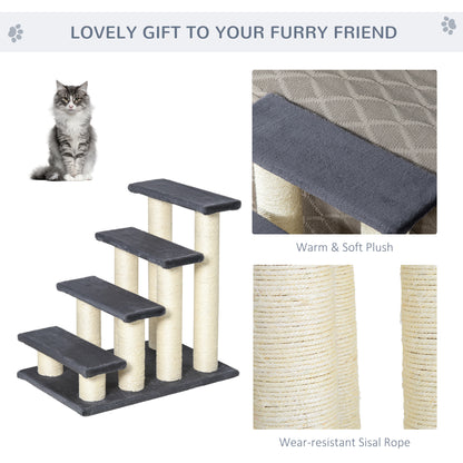 Cat Tree with 4 Steps for High Beds