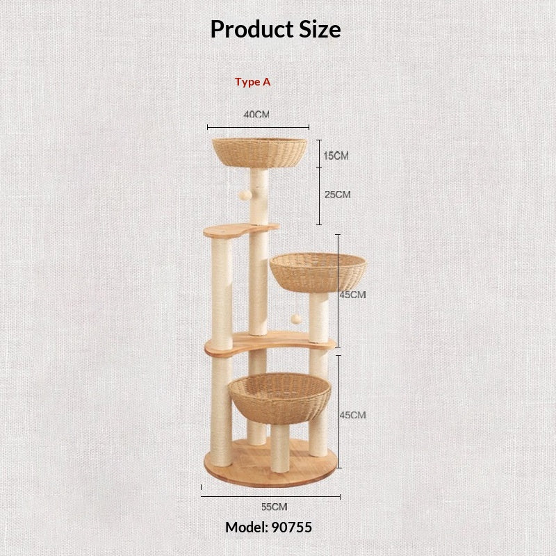 Multi-Level Cat House and Cat Tree Combo With