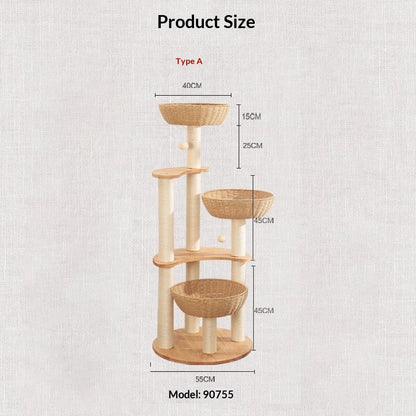 Multi-Level Cat House and Cat Tree Combo With