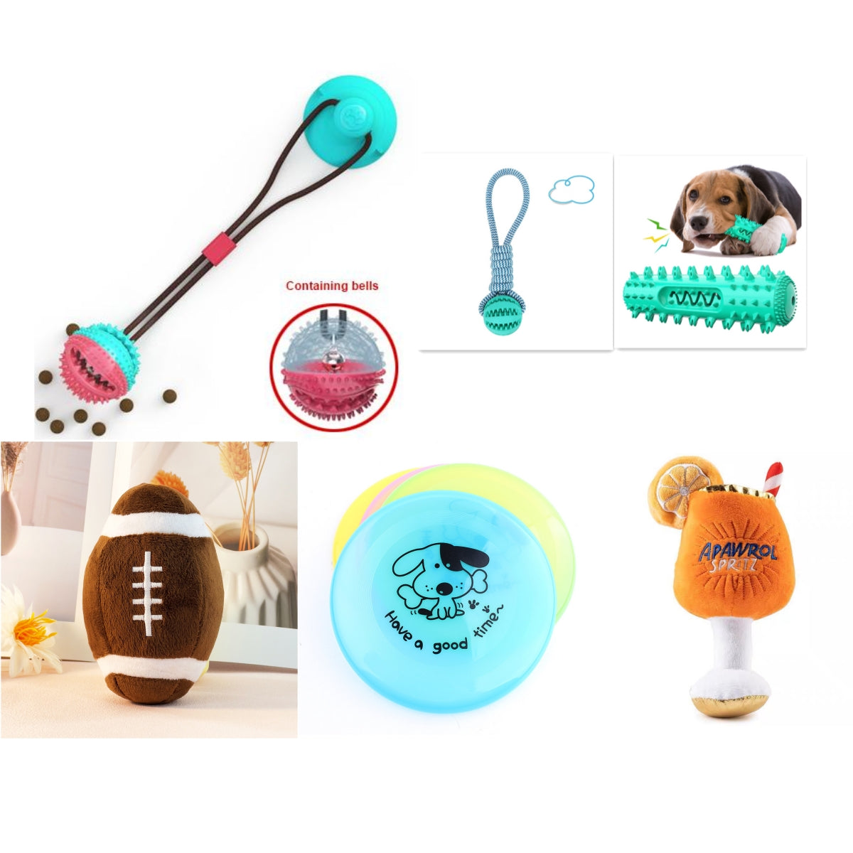 Dog Toys Balls Interactive Treat Rope Rubber Leaking