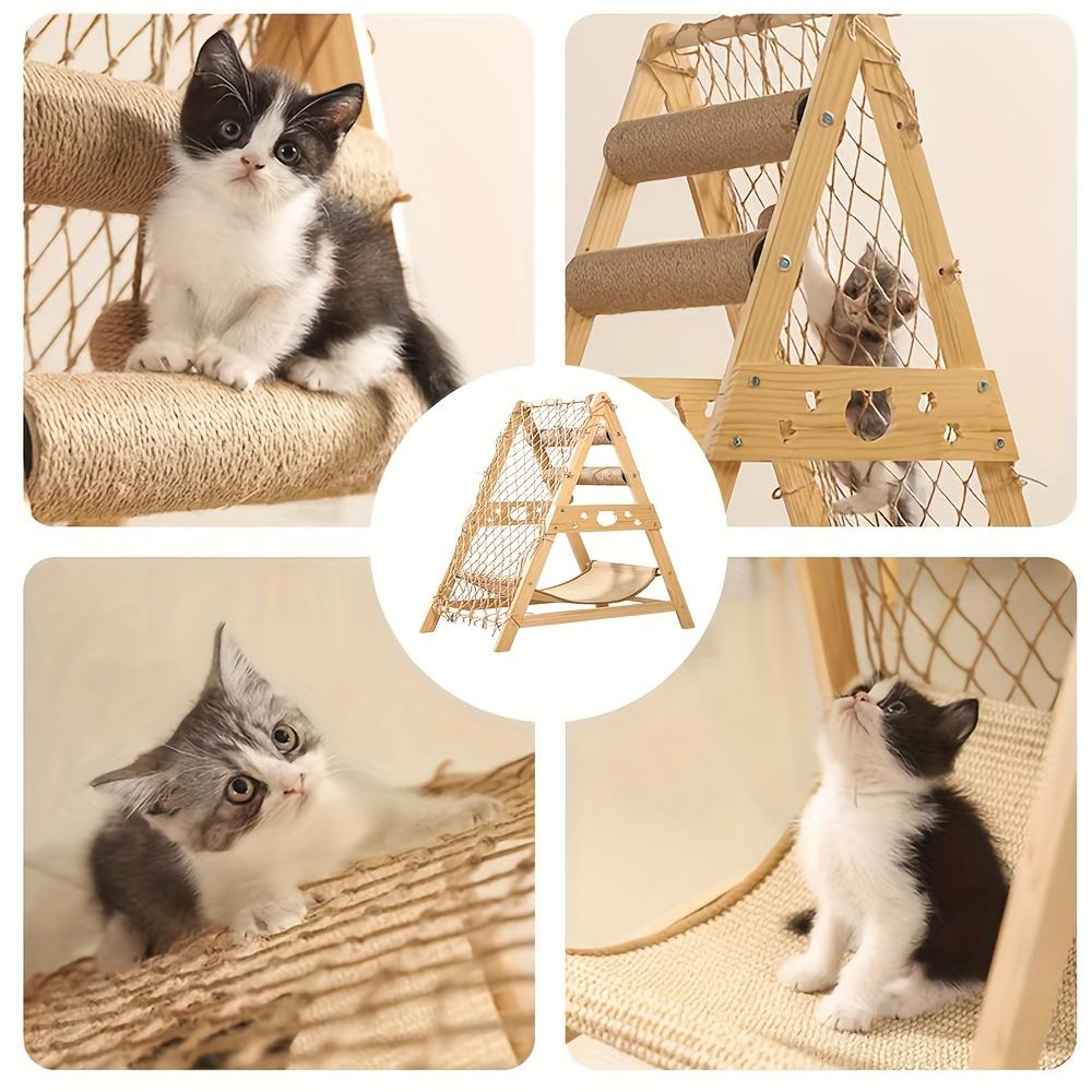 Wooden Cat Tree with 2 Scratching Posts