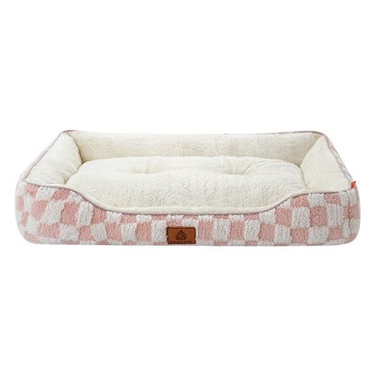 Thickened Warm Plaid Pp Cotton Dog Bed