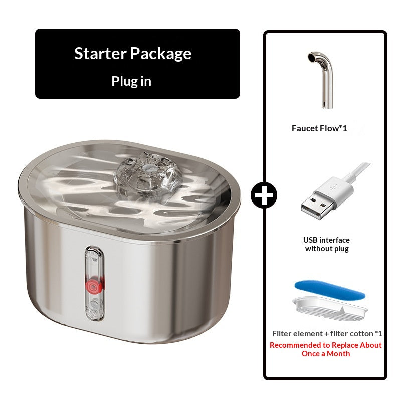 Pet Water Fountain 304 Stainless Steel Circulating Filtration