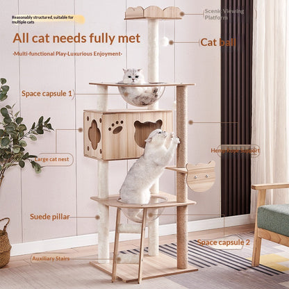 Wood-Based Particleboard Pet House Design with Built-In Cat