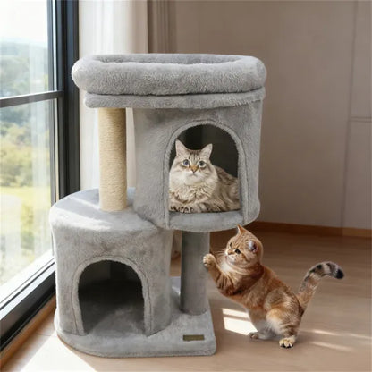 26" Compact Cat Tree with 2 Condos &