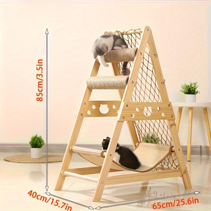 Wooden Cat Tree with 2 Scratching Posts