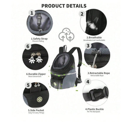 Pet Dog Carrier Puppy Travel Mesh Backpack Front
