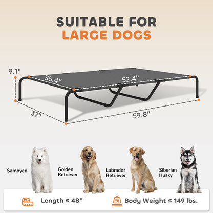Elevated Dog Bed for Large Breeds Gray 60"L