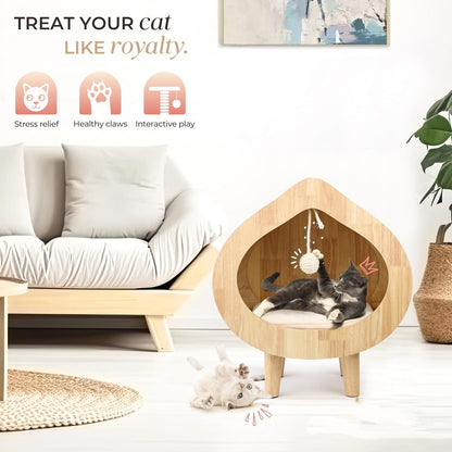 Luxury Indoor Cat Bed Modern Wooden Pet Cat