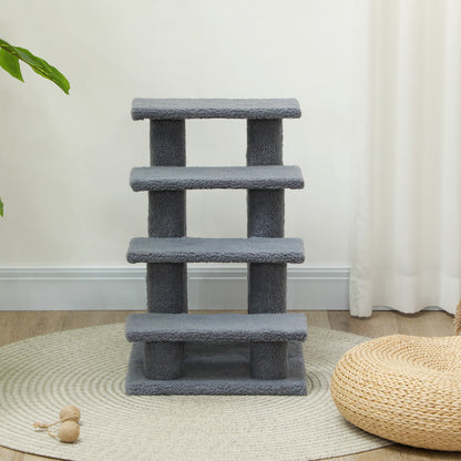 25" 4-Step Multi-Level Carpeted Cat Scratching Post Pet