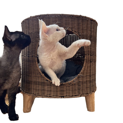 Warm, Semi-enclosed Wicker Cat Bed For Winter