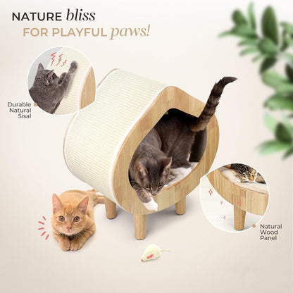 Luxury Indoor Cat Bed Modern Wooden Pet Cat