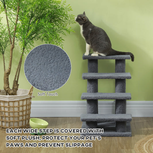 25" 4-Step Multi-Level Carpeted Cat Scratching Post Pet