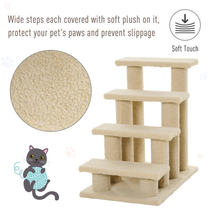 4-Step Multi-Level Carpeted Cat Scratching Post Pet Stairs