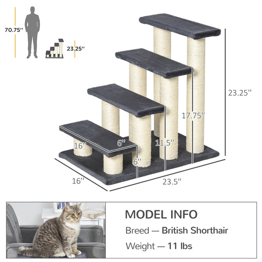 Cat Tree with 4 Steps for High Beds