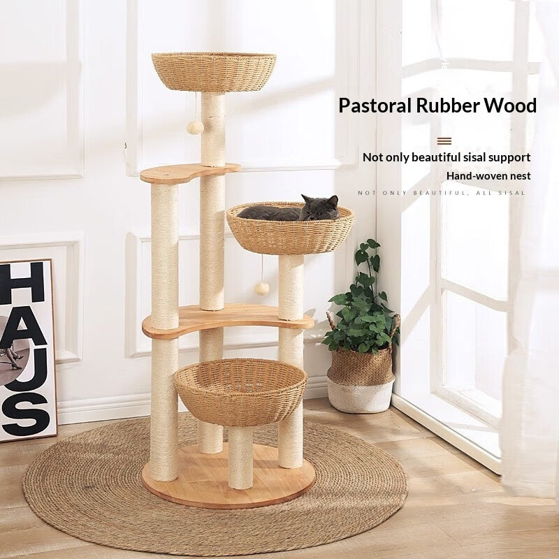 Multi-Level Cat House and Cat Tree Combo With