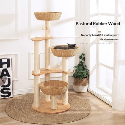 Multi-Level Cat House and Cat Tree Combo With