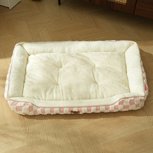 Thickened Warm Plaid Pp Cotton Dog Bed