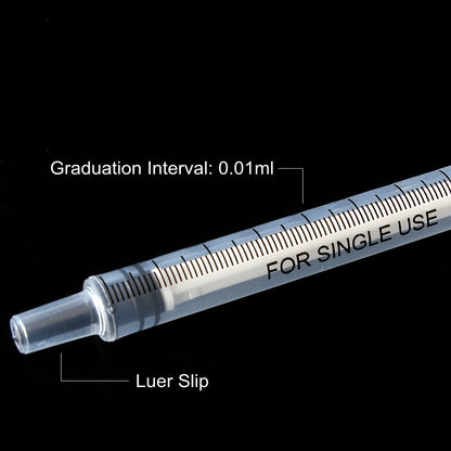 25Pcs Luer Slip Tip 1Ml Syringes with Caps