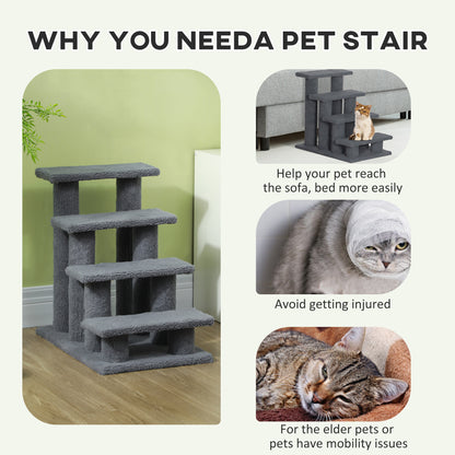 25" 4-Step Multi-Level Carpeted Cat Scratching Post Pet