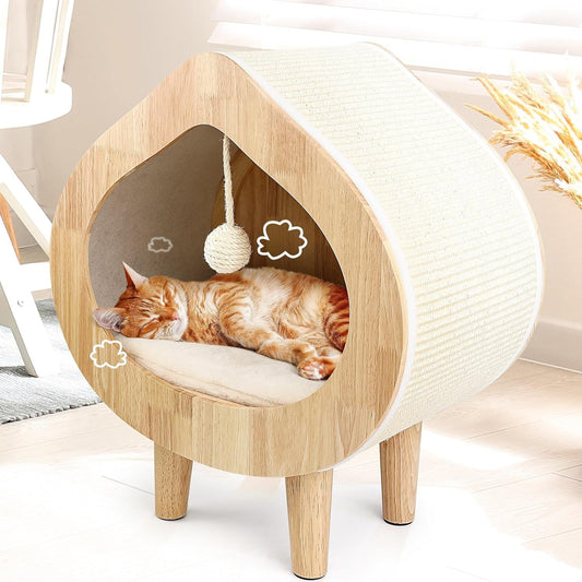 Luxury Indoor Cat Bed Modern Wooden Pet Cat