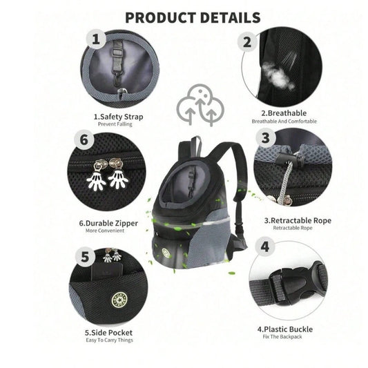 Pet Dog Carrier Puppy Travel Mesh Backpack Front
