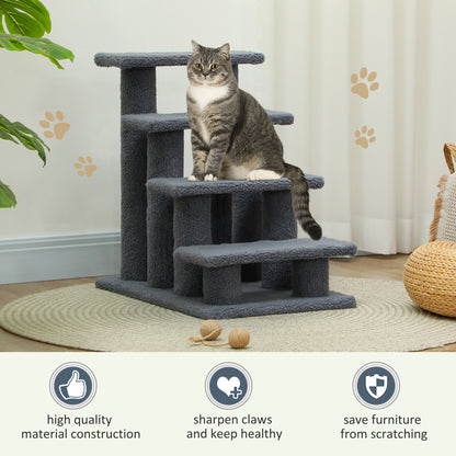 25" 4-Step Multi-Level Carpeted Cat Scratching Post Pet