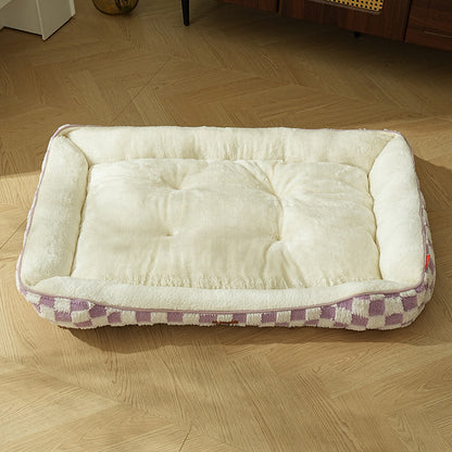 Thickened Warm Plaid Pp Cotton Dog Bed