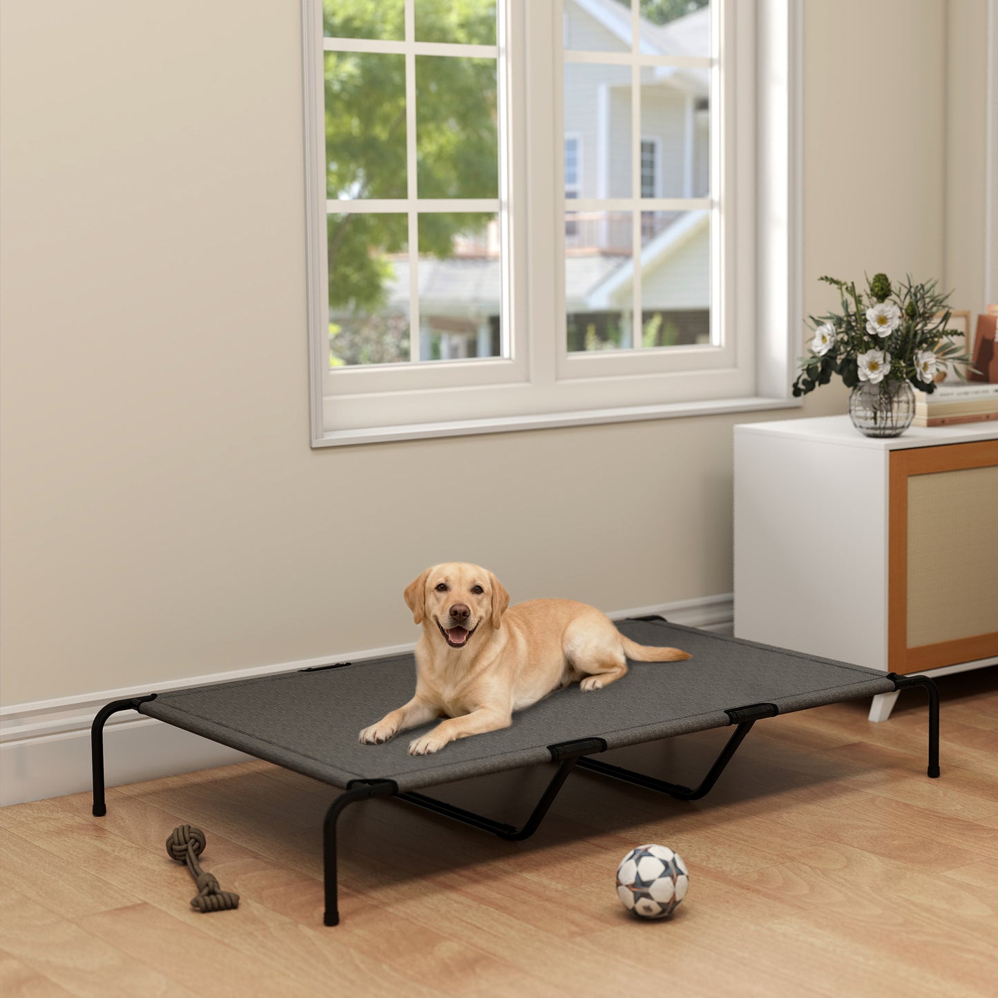 Elevated Dog Bed for Large Breeds Gray 60"L